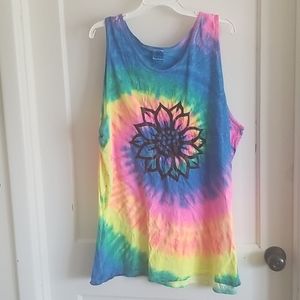 Tie dye Tank with sunflower